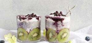 CHIA PUDDING AND KIWI IN A GLASS