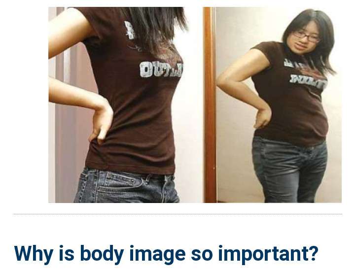 BODY IMAGE = GIRL WITH BROWN TOP LOOKING IN MIRROE