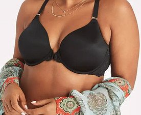 MAIDENFORM MODELM-WEARING BLACK BRA AND A SCRARF WRAPPED AROUND HER ARMS