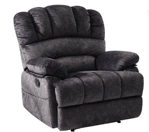 OVERSIZED RECLINER CHAIR - BLACK SOFT MATERIAL