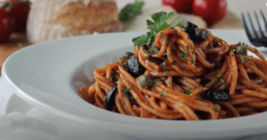 ENGINE 2 WHOLE WHEAT PASTA WITH FRESH OLIVES AND HERBAL SEASONING