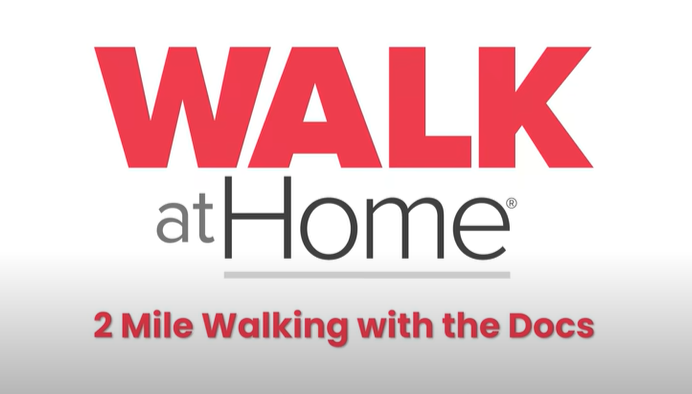 BANNER SAYS WALK (IN RED COLOR) AT HOME (IN BLACK0