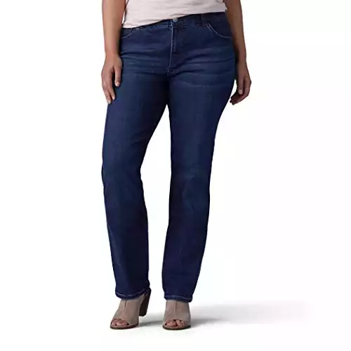 Lee Women's Plus Size Ultra Lux Comfort with Flex Motion Straight Leg Jean Royal Chakra 24W Medium