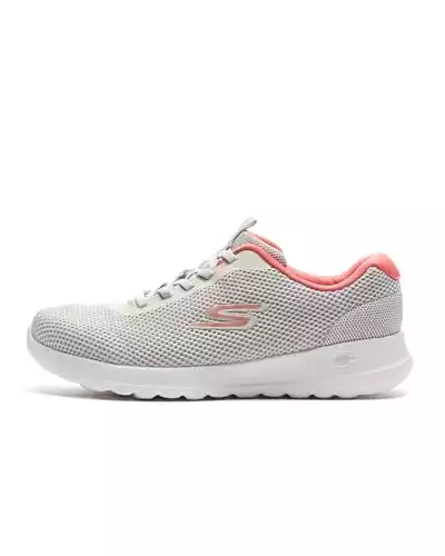 Skechers Women's GO Walk Joy Bungee with Color POP Sneaker, Off White/Pink, 7