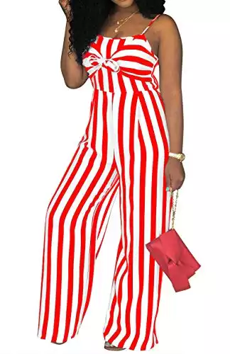 PerZeal Womens Jumpsuits Casual Summer Onesie Rompers Sleeveless Loose Baggy Overalls Jumpers 2024 Clothes Red Strip XXX-Large