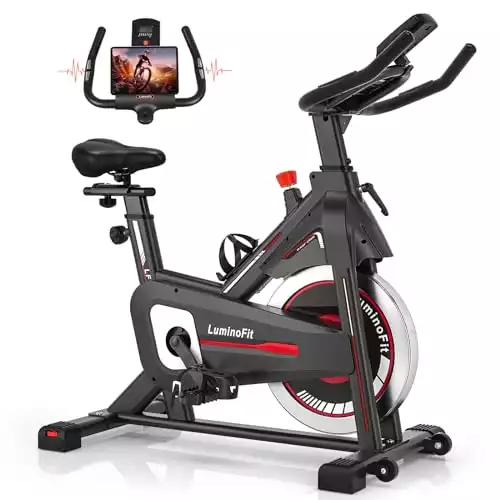 Exercise Bike, Stationary Bikes for Home with 330lbs Weight Capacity, Indoor Cycling Bike with Silent Belt Drive System, Tablet Holder, LCD Monitor for Home Bicycle Workout