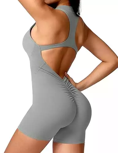 YEOREO Jumpsuits for Women Zip Up Workout Backless Shapewear Tummy Control Sleeveless Emma Sexy Yoga Bodysuits